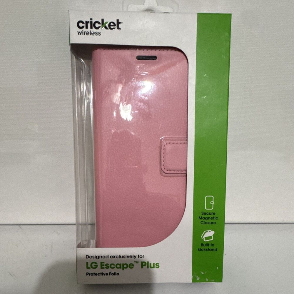 Cricket Wireless Folio Case Magnetic Kickstand for LG Escape Plus Pink